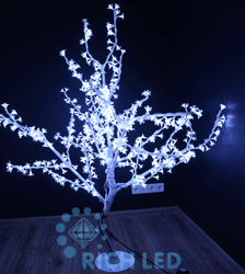 Светодиодное дерево Сакура 150 Rich LED белое на белом стволе