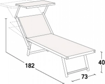 Шезлонг-лежак металлический Sun bed (182х73х40см)