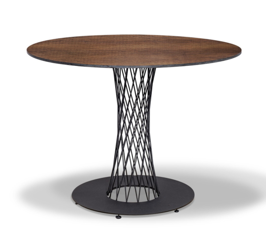 Диего обеденный стол из HPL круглый Ø100см, цвет дуб, каркас черный