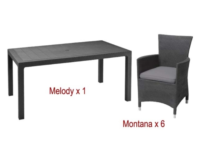 Обеденный комплект стол Melody + 6 кресел Montana (Keter - Израиль)