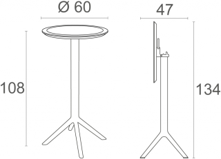 Стол пластиковый барный складной Sky Folding Bar Table 60