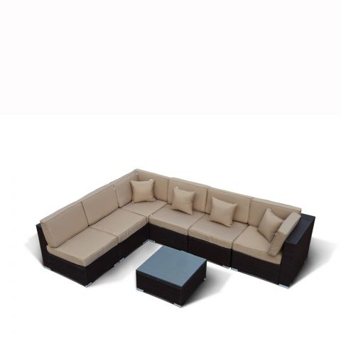 Плетеный модульный диван YR822 Brown