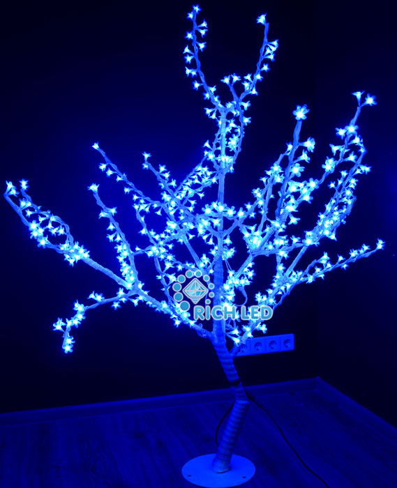 Светодиодное дерево Сакура 150 Rich LED синее на белом стволе