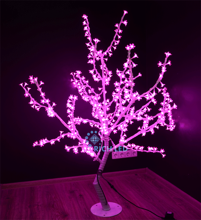 Светодиодное дерево Сакура 150 Rich LED розовое на белом стволе