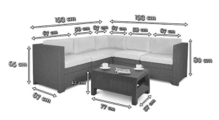 Угловой комплект Provence Set (размеры) со столиком