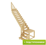 Лестница  К-002м/1 Л c подступенками сосна под покраску (6 уп)