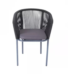 Марсель плетеный стул из роупа (веревки), каркас темно-серый, цвет темно-серый