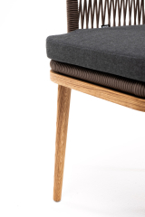 Марсель плетеный стул из роупа, основание дуб, роуп коричневый, ткань темно-серая