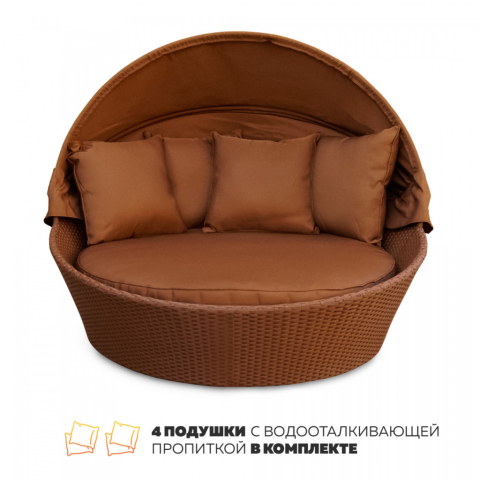 Лежак-диван из ротанга КМ-0099 коричневый