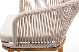 Марсель плетеный стул из роупа, основание дуб, роуп бежевый, ткань бежевая