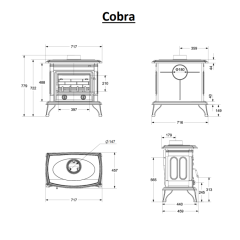 Чугунная печь-камин Cobra 13 кВт