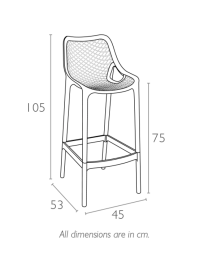 Стул пластиковый барный Air Bar 75 черный