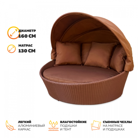Лежак-диван из ротанга КМ-0099 коричневый