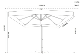 Ливорно зонт садовый 3х4м на боковой деревянной опоре