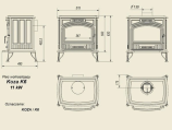 Чугунная печь Koza/K6 (термостат) размеры (Kratki)