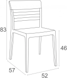 Стул пластиковый Moon (52х57х83см) черный, прозрачный