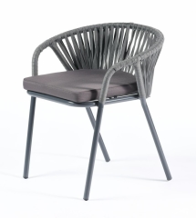 Женева плетеный стул из синтетических лент, цвет серый, плоская веревка (производство)