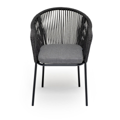 Лион стул стальной каркас и роуп темно-серые, ткань серая
