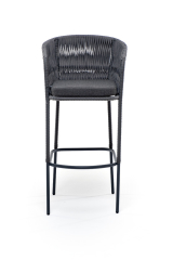 Бордо барный стул из роупа, каркас стальной серый, роуп серый (колос), ткань темно-серая
