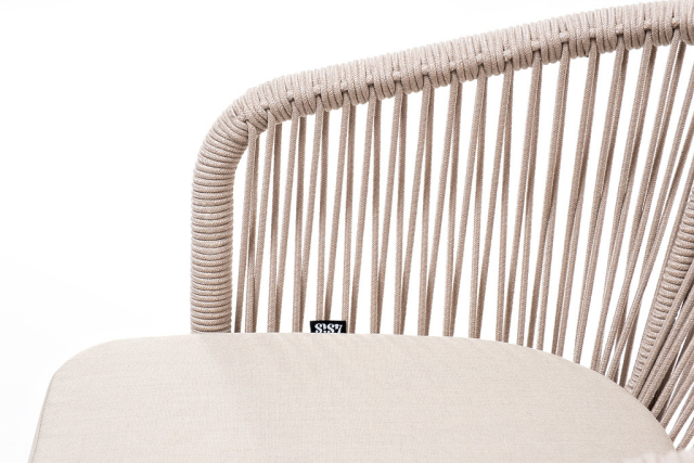 Марсель плетеный стул из роупа, основание дуб, роуп бежевый, ткань бежевая