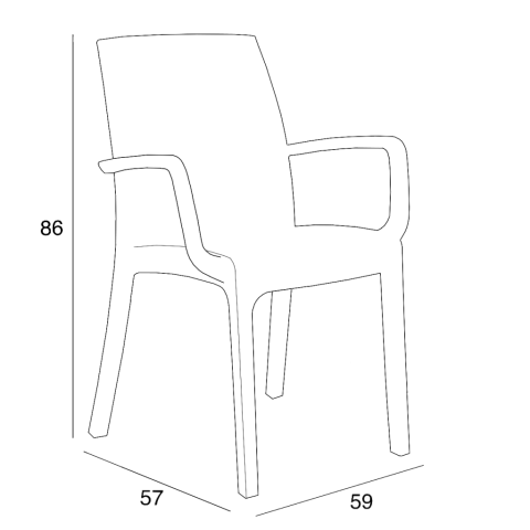 Кресло (стул с подлокотниками) Индиана размеры