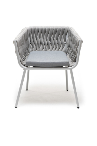 Монако стул из роупа, каркас алюминиевый светло-серый, роуп светло-серый, ткань светло-серая