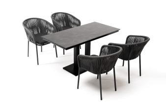 Каффе Дабл обеденная группа на 4 персоны, цвет серый гранит