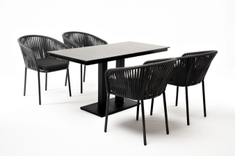 Каффе Дабл обеденная группа на 4 персоны, цвет серый гранит