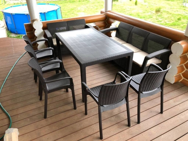 Обеденный комплект Fiji Table + 6 Jersey коричневый