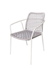 Тунис стул плетенный из роупа, каркас алюминиевый белый, цвет серый