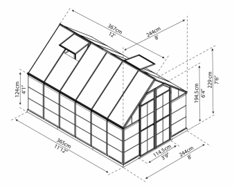 Размеры теплицы из поликарбоната Balance 8x12ft