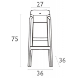 Табурет прозрачный барный Fox 75 (36х36х75см)