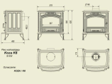 Чугунная печь Koza/K6 размеры (Kratki)