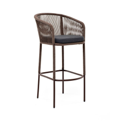 Марсель барный стул алюминий коричневый, роуп коричневый, ткань темно-серая