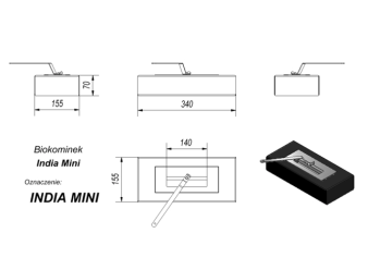 Напольный биокамин India mini черный (Kratki - Польша)