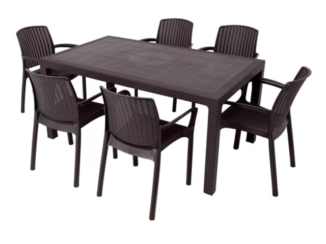 Обеденный комплект Fiji Table + 6 Jersey коричневый