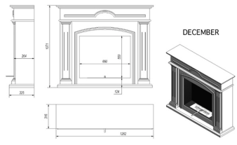 Чертеж напольного биокамина December (Kratki - Польша)