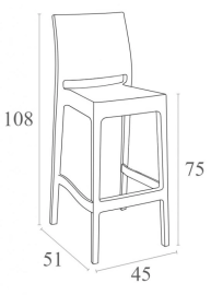 Стул пластиковый барный Maya Bar 75