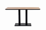 Каффе обеденный стол из HPL 140х70см, цвет дуб, подстолье двойное черное чугун