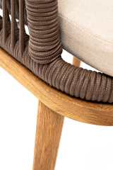 Марсель плетеный стул из роупа, основание дуб, роуп коричневый, ткань бежевая
