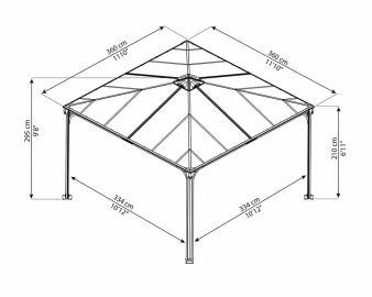 Беседка Gazebo Palermo 3600 Grey размеры