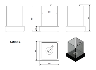 Размеры биокамина Tango 4