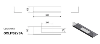 Чертеж стекла декоративного для биокамина GOLF (Kratki - Польша)