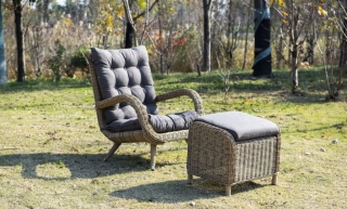 Кресло и пуф Толедо соломенного цвета