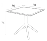 Стол пластиковый Sky Table 80 (80х80х74см) черный