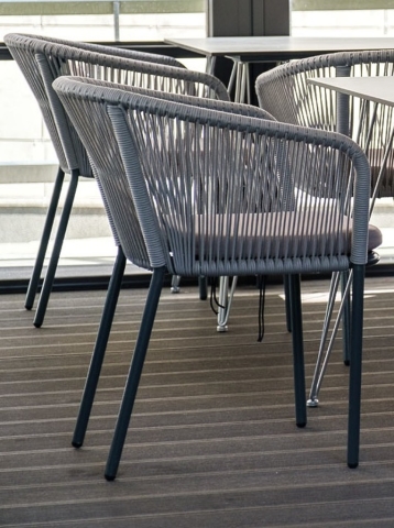 Марсель плетеный стул из роупа (веревки), каркас светло-серый, цвет светло-серый