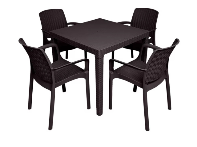 Обеденный комплект Fiji Quatro Table + 4 Jersey коричневый